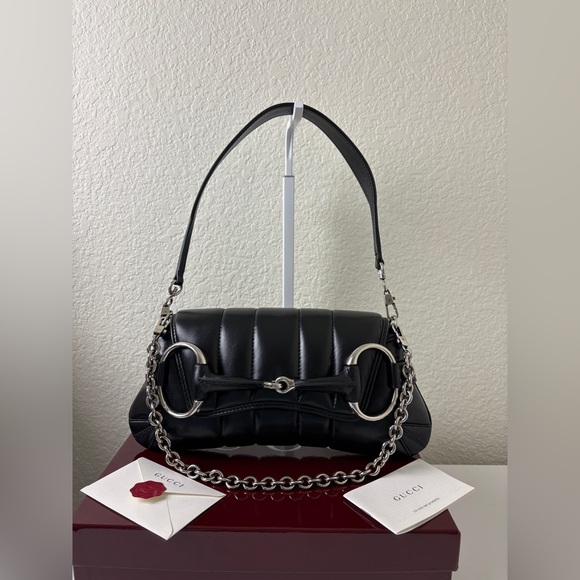 Gucci Black leather horsebit Quilted Leather Shoulder Bag small - Picture 1 of 12